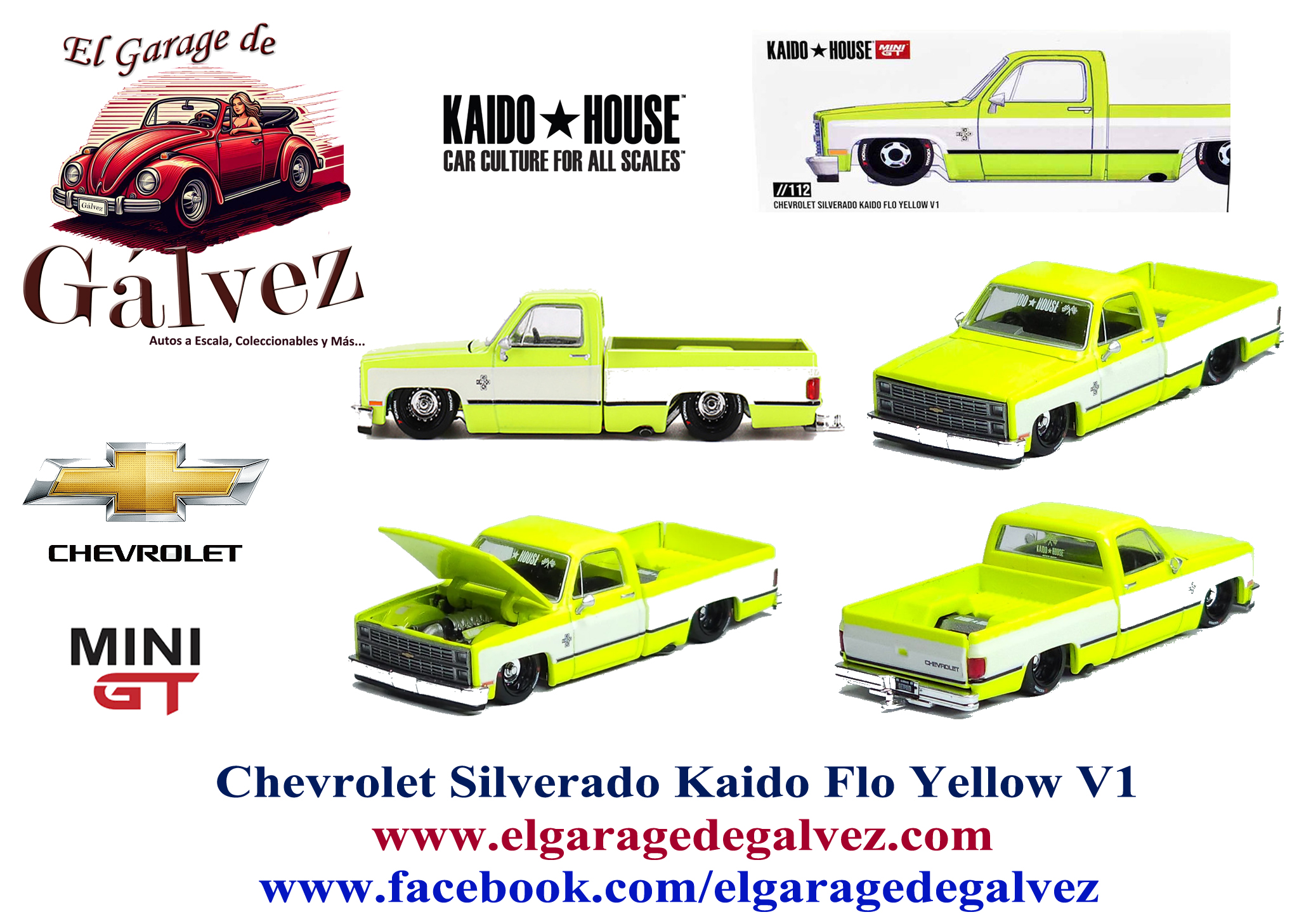 Chevrolet Silverado Kaido Flo Yellow V1 - El Garage de Galvez